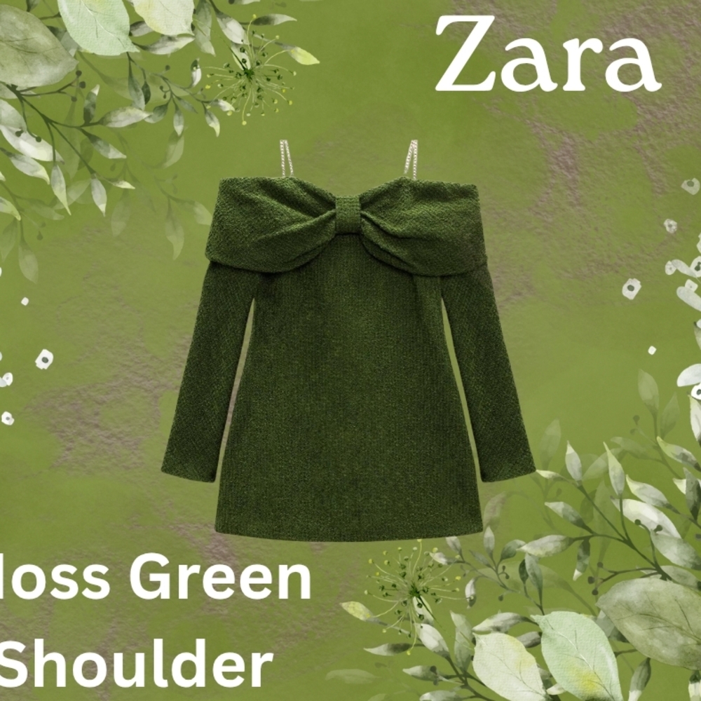 Zara Forest Green Off-Shoulder Dress